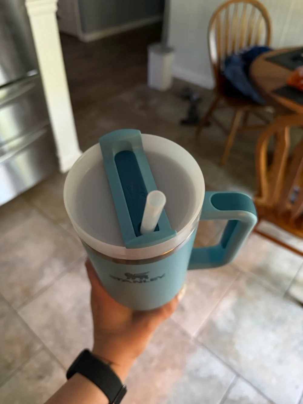 Stanley Light Blue Insulated Travel Tumbler with Handle and Straw - Picture 3 of 3